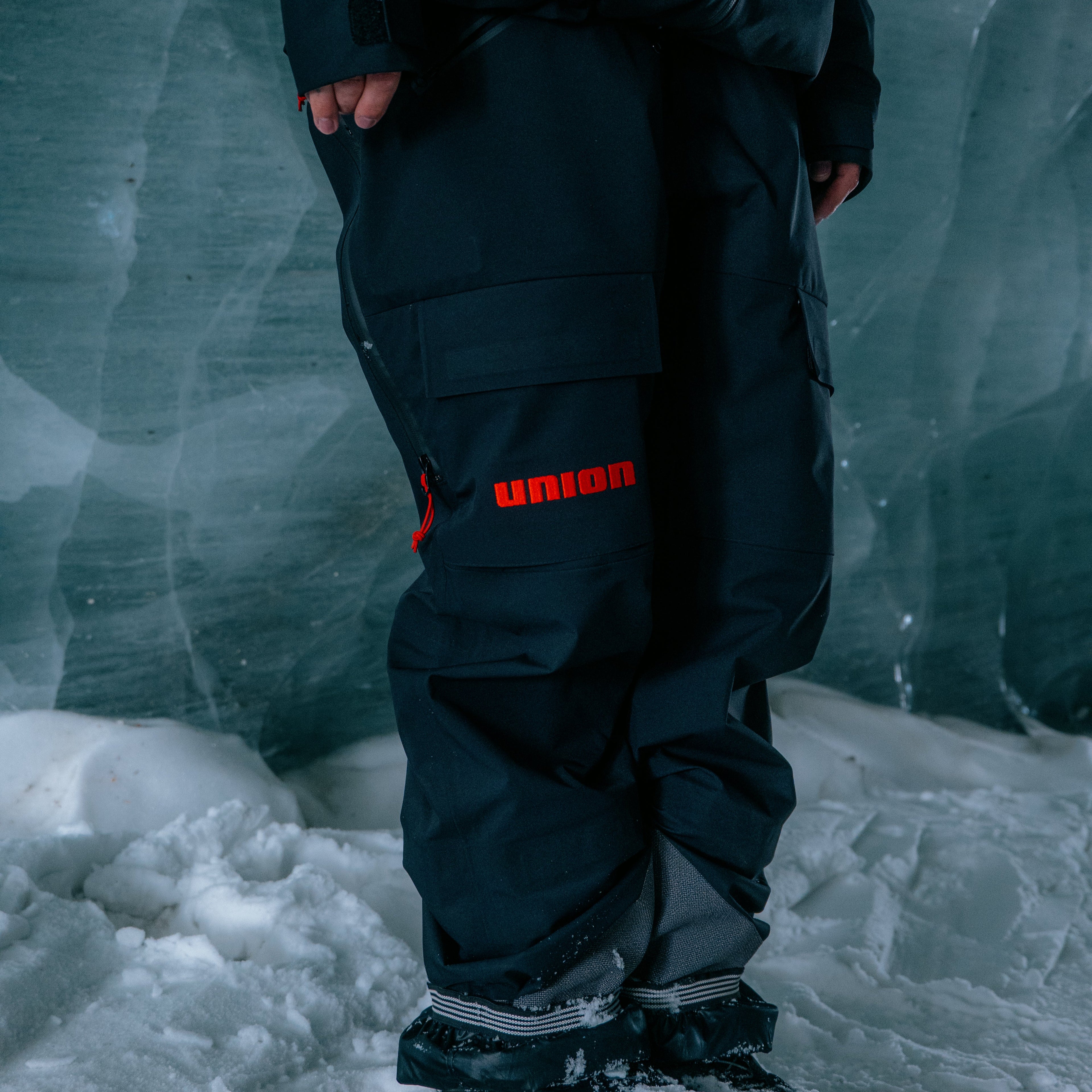 Union Technical Shell Pants – front view in black on model