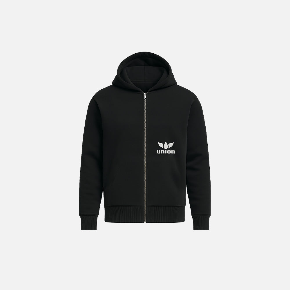 Union Streetwear Zip Hoodie front view - black