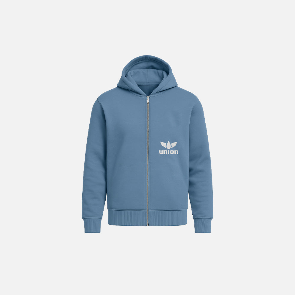Union Sreetwear Zip Hoodie front view - blue