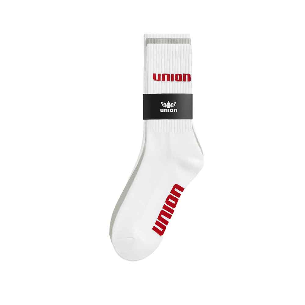 Union cotton socks 3-pack – lifestyle crew socks in white, grey, and red