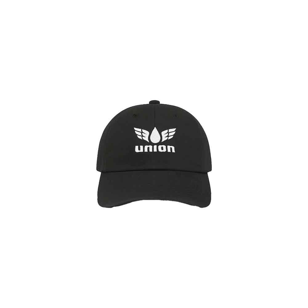 Union organic cotton cap – washed black with white logo embroidery